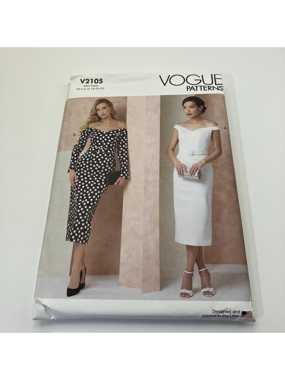 Vogue V2105 Misses and Petite 14 to 22 Off-Shoulder Dress Uncut Sewing Pattern